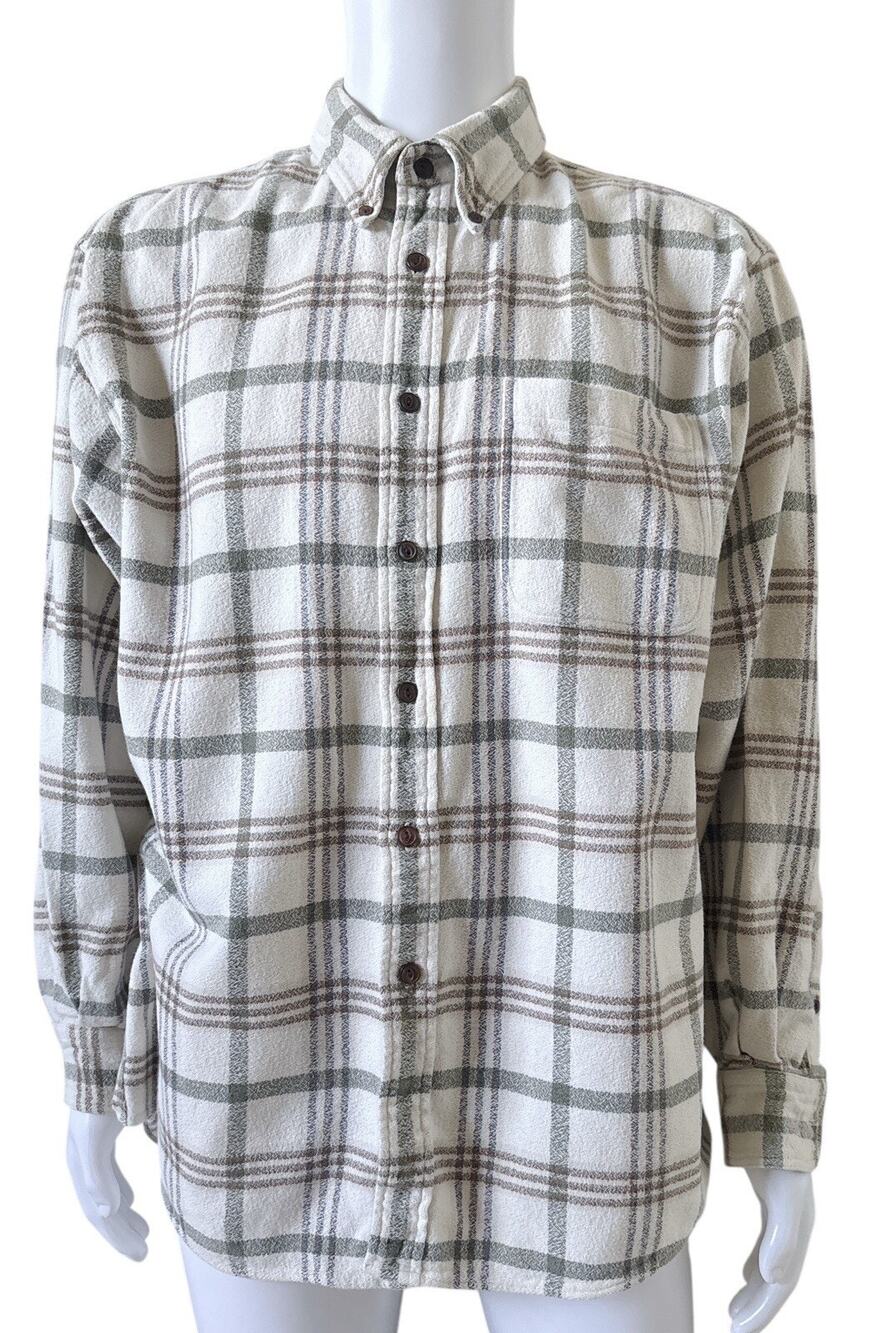 Woolrich Button Up Shirt Mens XL Plaid Heavyweight Cotton Vintage Long Sleeve